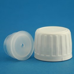 28mm White Ribbed Tamper Evident Cap with Single Hole Plug for PET